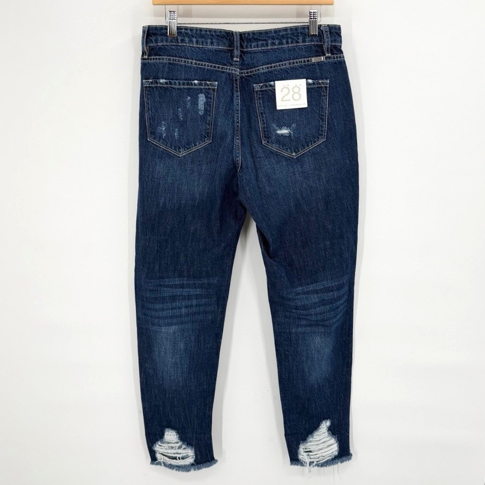 KanCan Womens 28 Jeans Distressed Dark Stone Wash High Rise Frayed Hem Denim NEW - Picture 3 of 9